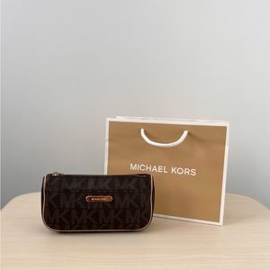 Michael Kors Zip Pouch - Brown & Gold